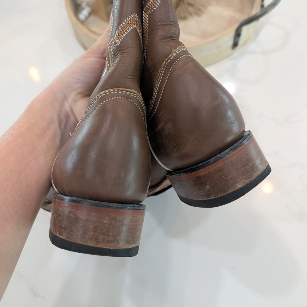 McAllen Brown Square Toe Cowboy Boots Size 7 - Picture 4 of 7